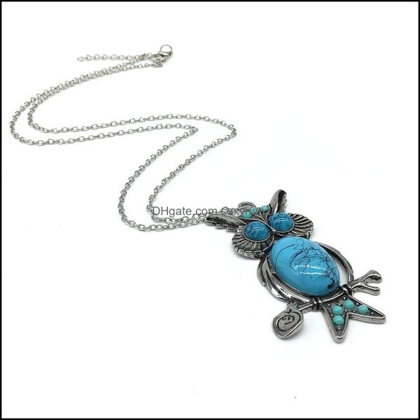 

pendant necklaces stone necklace chain vintage bohemia sweater long owl drop delivery 2021 jewelry pendants sexyhanz dhkzq, Silver