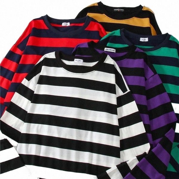 

women's t-shirt fives colors women cotton purple striped slim fit t shirt harajuku tshirt summer long sleeve korean feminina e4cg#, White