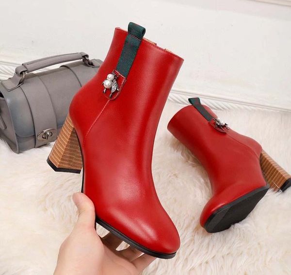 

ladies brand-name boots leather fashion boots non-slip rubber soles uxurious and comfortable exquisite spring autumn alligator 35-41, Black