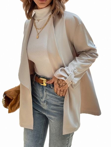 

shawl collar open front blazer 00q2#, White