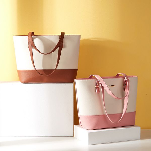 

tote bag luxury desiginer bags simple three piece bag large capacity handbags pu leather packs fashion pure colour handbag woman shoulder bu