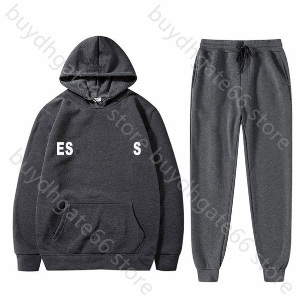 

2023 fashion high street brand ess tracksuits pants two-piece set thread chest print men's and women's hoodies sweater, Gray