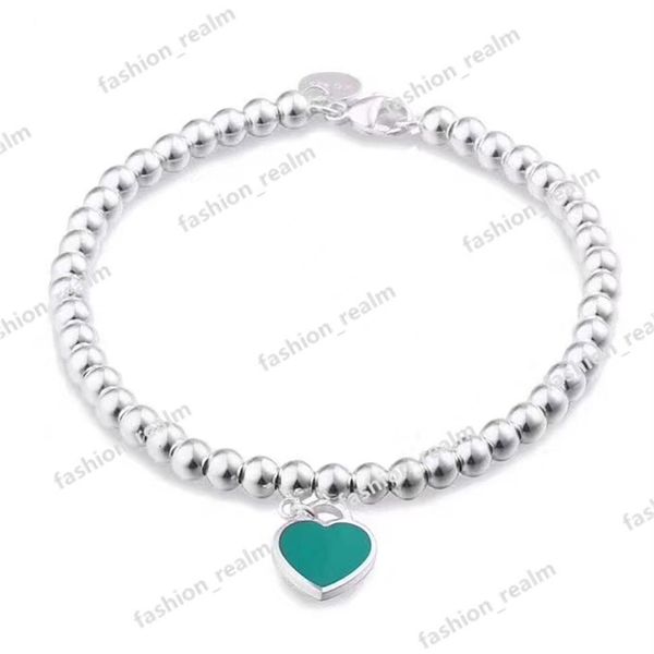 

heart beaded bracelet designer luxury love charm bracelet for women silver stainless steel strands beads chain gifts lady wedding 302u, Golden;silver