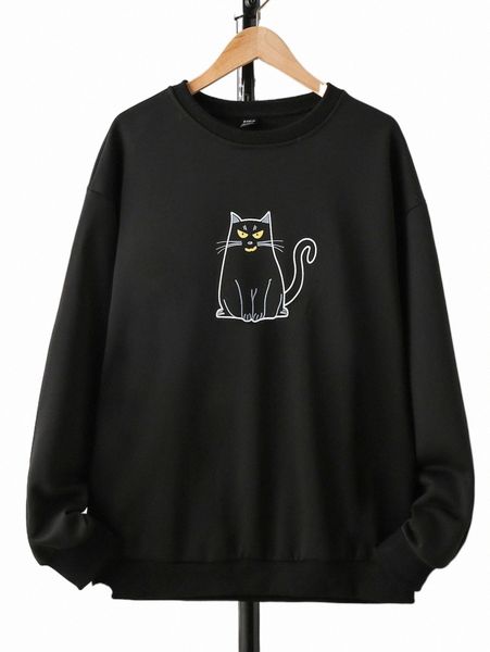 

men 1pc cartoon graphic drop shoulder sweatshirt k6du#, Black