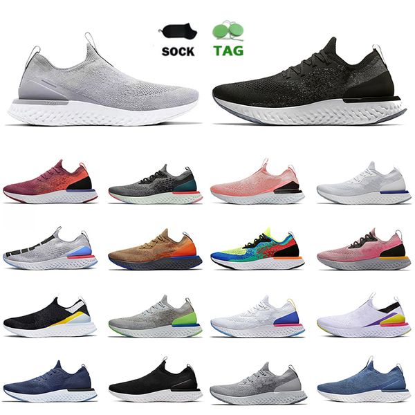

fly knit epic reacts classic running shoes designer mens women mesh sneakers triple black white pewter be true grey volt beige plum dust jog