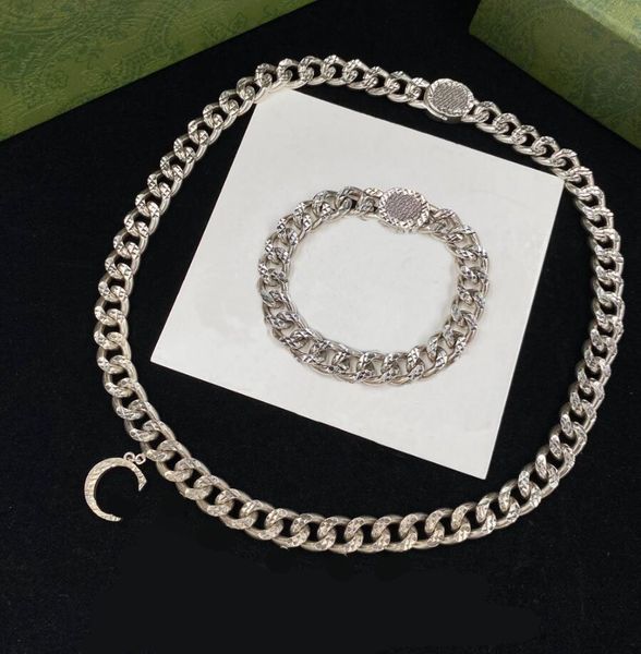 

cool chunk statement thick choker necklaces bracelet letters chain vintage designer necklace bijoux for men women party wedding gift jewelry, Golden;silver