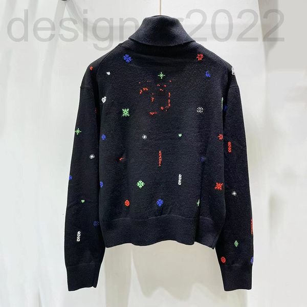 

women's knits & tees designer d-level black high collar ski series loose pullover cashmere sweater winter women's comfortable bott, White