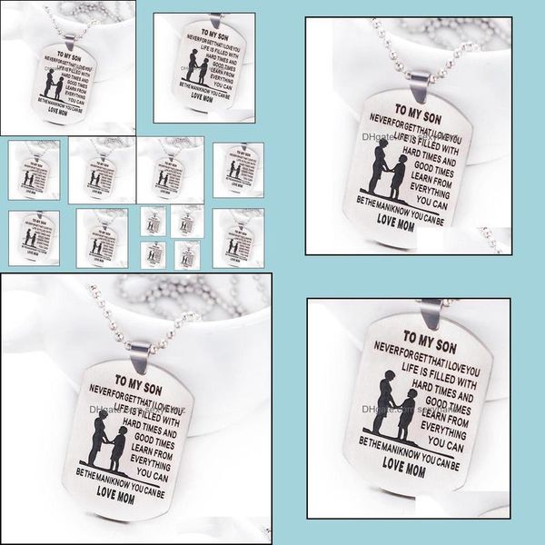 

pendant necklaces family jewelry to my son engraved child mom loved tag collar mother stainless steel necklace drop delivery sexyhanz dhs42, Silver