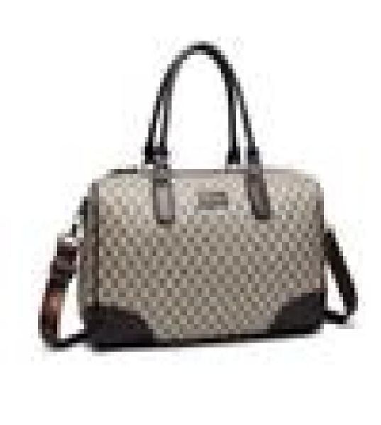 

design women men travel duffle bag plaid leather waterproof large capacity
