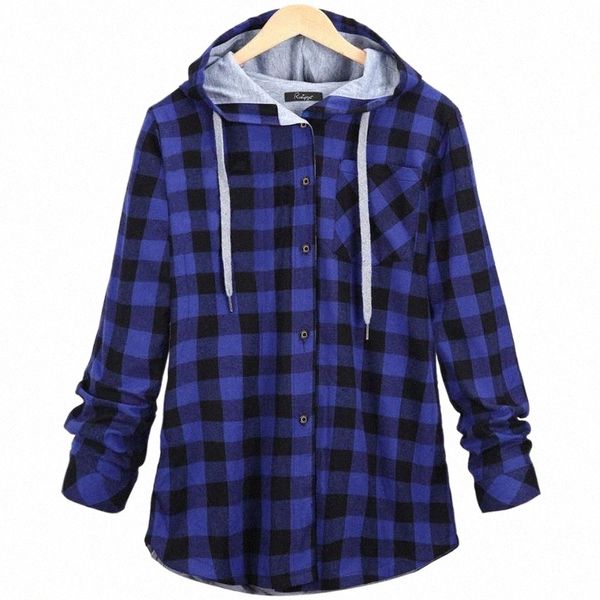 

women's hoodies & sweatshirts autumn spring long plaid shirt women casual sleeve pocket hooded clothes 2021 fall b3fg#, Black