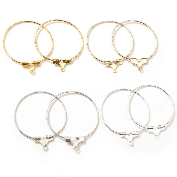 

30pcs 20 25 30 35 40 45mm hoop earrings findings big circle ear wire hoops for diy jewelry making supplies accessories, Gray