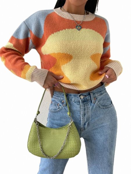 

colorblock drop shoulder sweater m2sw#, White;black