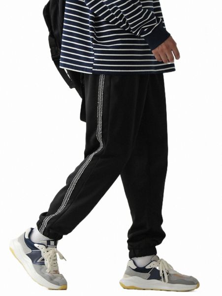 

x made in america men contrast tape sweatpants p6xk#, Black