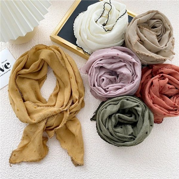 

candy color lace polka dot triangle shawl cotton viscose scarf fashion pashmina mantilla kerchief hijabs, Blue;gray