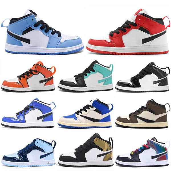 

infant kids sneakers basketball shoes dark mocha trainers edge glow volt gold high light smoke grey candy multicolor small big boy292l, Black