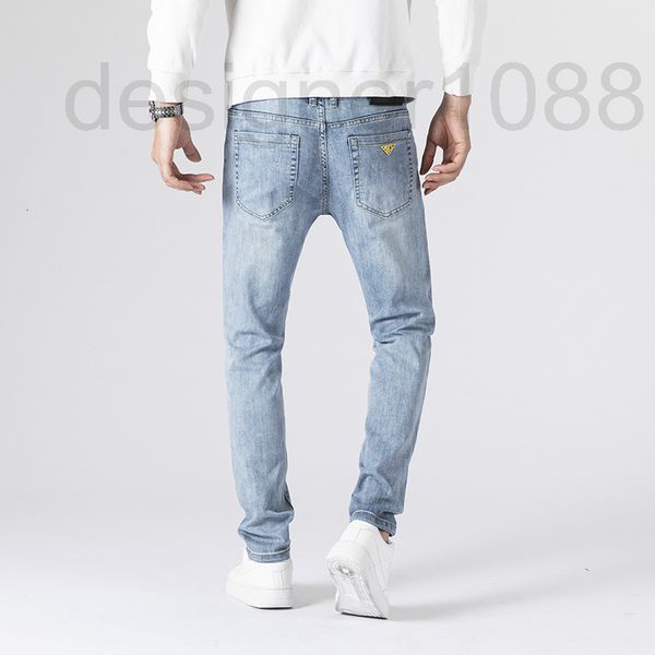 

men's jeans designer men's 2022 summer new fashion brand printed korean elastic slim fit casual leggings 2dc4, Blue
