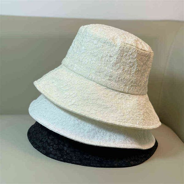 

hbp stingy brim hats korean fisherman's simple and versatile in spring summer wrinkled flowers wide sun visor student basin 220820, Blue;gray