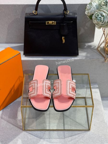 

2022 designer women sandals ladies luxury genuine leather slippers flat shoe sandal party wedding shoes, Black