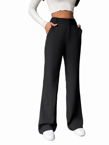 

high waist slant pocket flare leg suit pants d9zd#, White;black