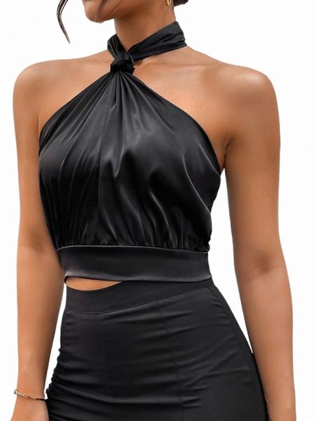 

solid crop halter e6tu#, White