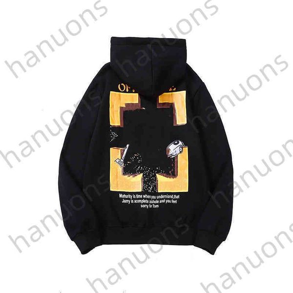 

men's hoodies off autumn and winter sweatshirts new white jacket astronaut roaming space printed hoodie geometric arrow for men tracksu, Black