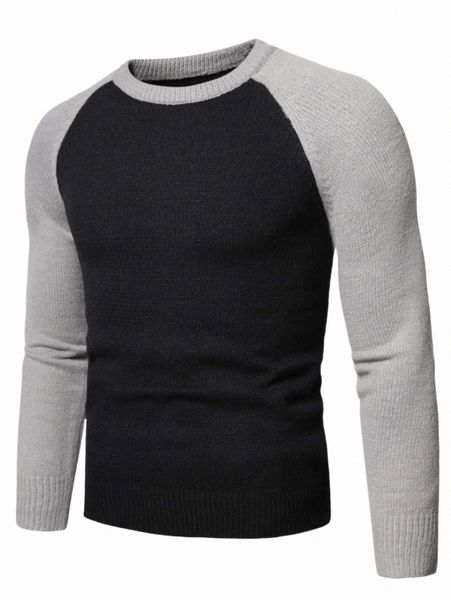 

men two tone raglan sleeve sweater z6zo#, White;black