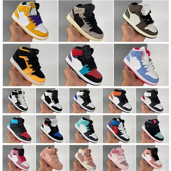 

kids shoes jumpman 1 basketball og high travis scotts 1s running unc homage to home royal blue big kid women men sport designer237y, Black