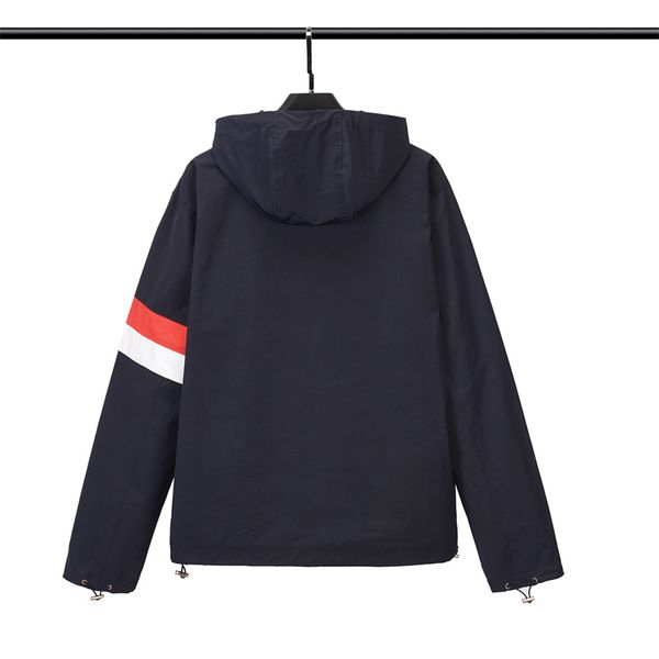

men's plus size outerwear & coats jacket hoodie fall new long sleeve hooded zipper striped four bars casual outdoor jacket short coat, Black;brown