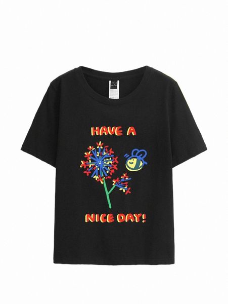 

x stephuangart slogan & dandelion print tee h9yp#, White