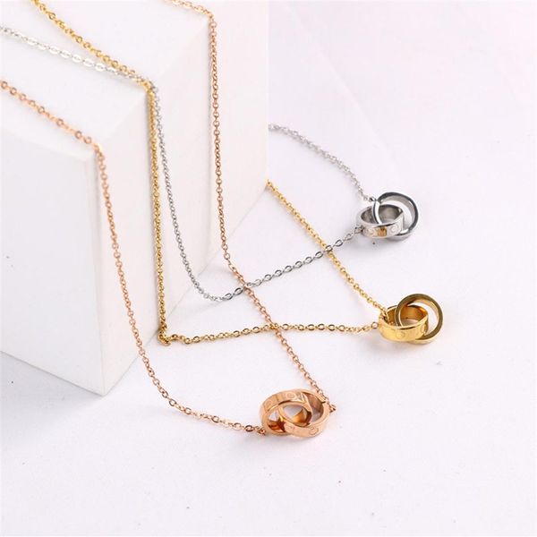 

midi rings jewelry necklace titanium steel diamond double male female lovers love rose gold chain fashionable and simple278z, Silver