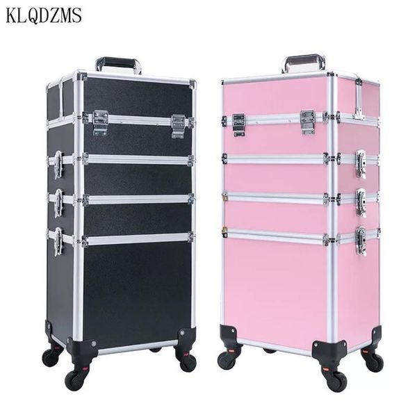 

klqdzms trolley cosmetic case profession suitcase for makeup woman luggage travel cosmetic bag wheels318m