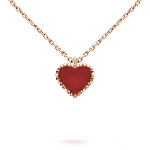 

sweet heart pendant necklace designer jewelry love necklaces four leaf clover sterling silver rose gold red heart-shaped necklace 320j