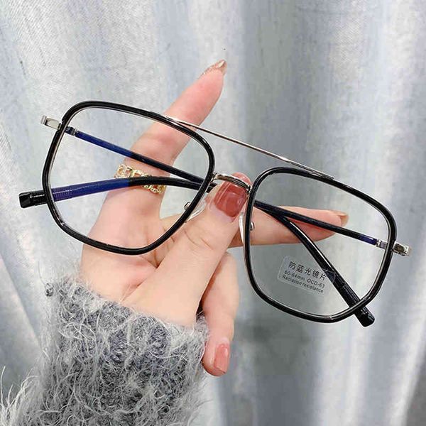 

sunglasses chen weiting same blue light proof double beam irregular flat lens male and female polygonal glasses frame tr90 44x6, White;black