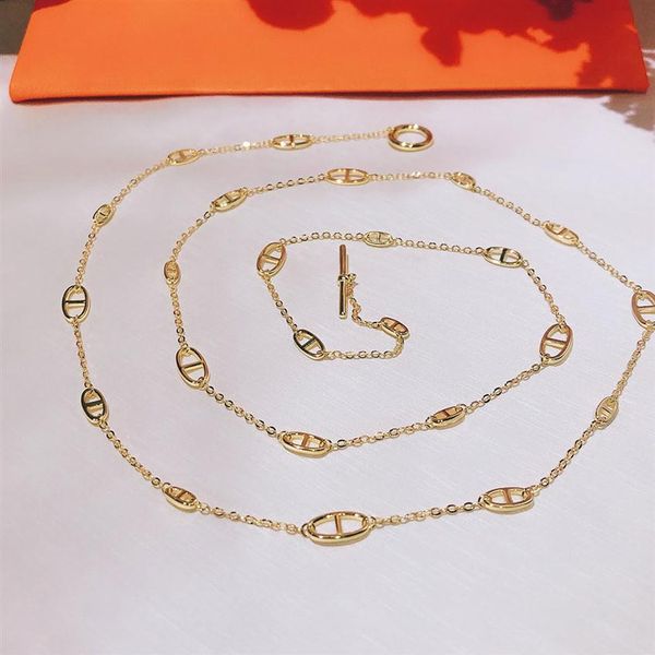 

geometry for women letter round h lock jewelry s925 silver necklace set france quality superior quality golden sweater chain276f