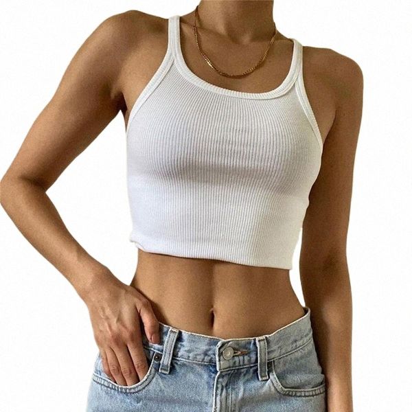 

women's tanks & camis womens sleeveless tank summer casual fashion solid o-neck exposed navel slim camisole white corset vest ropa muje
