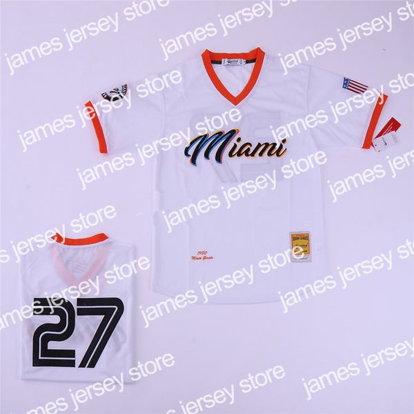 

24 black negro league baseball miami giants jersey 27 men pullover cool base breathable pure cotton all stitched team color white high quali