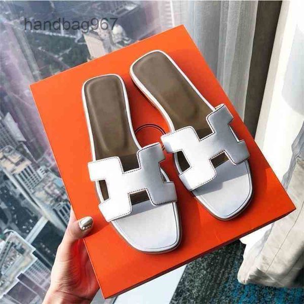 

sandals ladies slide slippers shoes women 's flat bottomed designer summer fashion leather 2022 white tourist beach net red have logo, Black