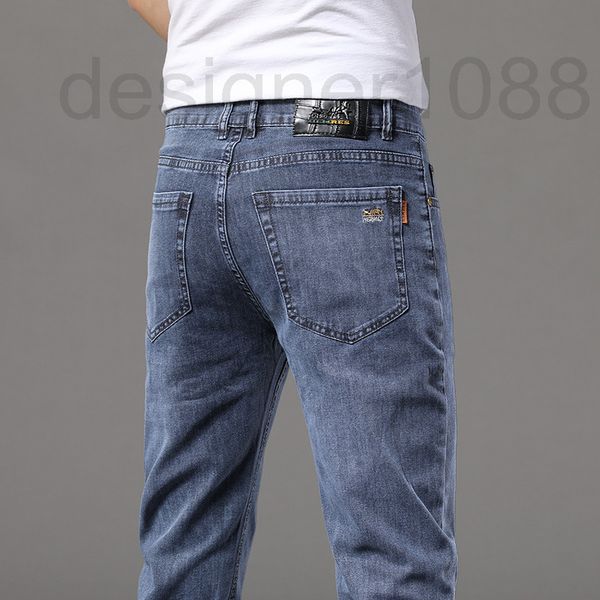 

men's jeans designer european spring and summer new men's wear high-end embroidered denim pants tide brand elastic slim fit xwbe, Blue