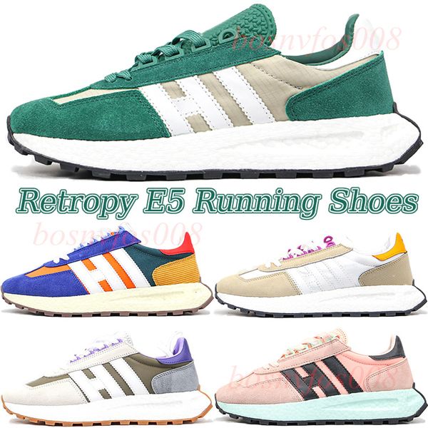 

2022 designer retropy e5 men women casual shoes black white solid grey tri-color beige collegiate green grey red brown chocolate ice pink lu