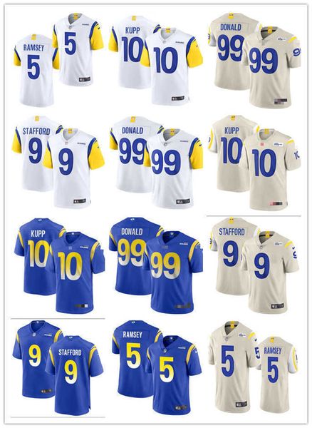 

jersey men women youth los angeles''rams''99 aaron donald 5 jalen ramsey 9 matthew stafford 10 cooper kupp 3 odell beckh, Black;red