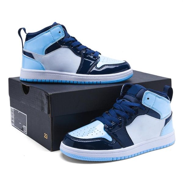 

unc patent new love high og ji1s kids basketball shoes bred baned infant small little big children 1s boys girls sneakers youth to2726, Black