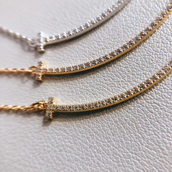 

luxury jewelry designer necklace woman t smile pendant necklaces gold rose platinum link chains diamond party gift for women sterling silver