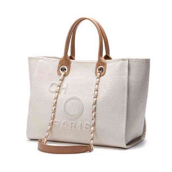 

women's luxury fashion handbags evening bags brand ch pearl tote canvas beach bag female portable large capacity big handbag designers