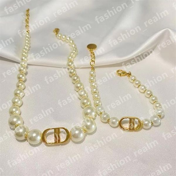 

designer pearl necklaces bracelet beaded choker necklaces fashion luxury jewelry women earrings clavicle necklace for wedding enga225x, Silver