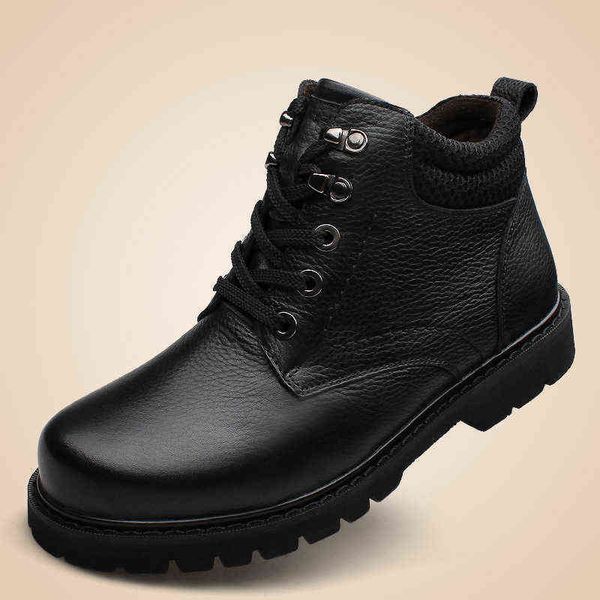 

boot brand fashion men plu velvet genuine leather quality snow winter autumn ankle big size38 48 220805, Black