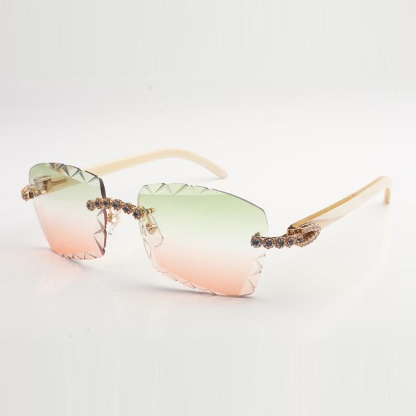 

new design bouquet blue diamonds hand carved seasonal fashion sunglasses buffs 3524029 assorted colors horns temples and 58mm cut lens thick, White;black
