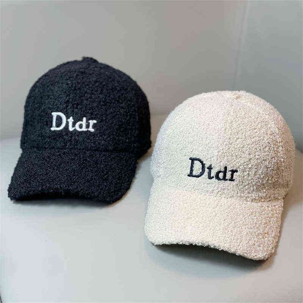 

hbp ball caps 2022 hat female autumn winter letter embroidered lamb wool baseball korean version trendy warm and versatile casual 220820, Blue;gray