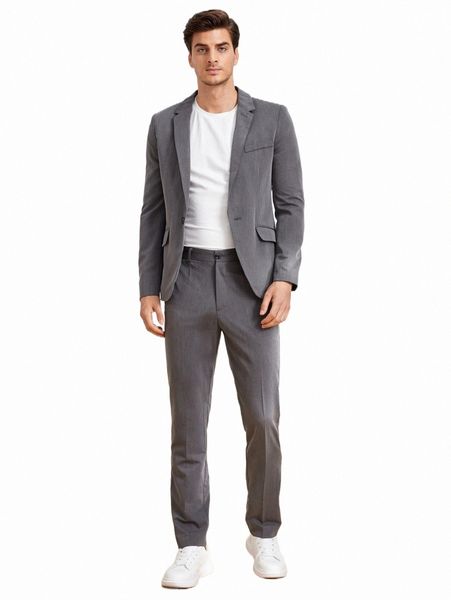

men single button blazer & tailored pants i69w#, White;black