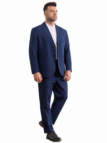 

extended sizes men button front blazer & tailored pants s4p2#, White;black