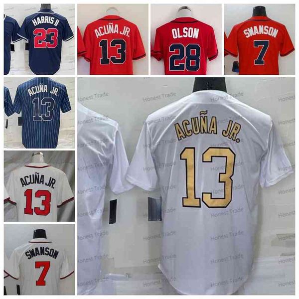 

2022 mens harris ii all baseball jersey ronald acuna jr. olson dansby swanson new good quality stitched men jersey 2022 patch stitched good, Black